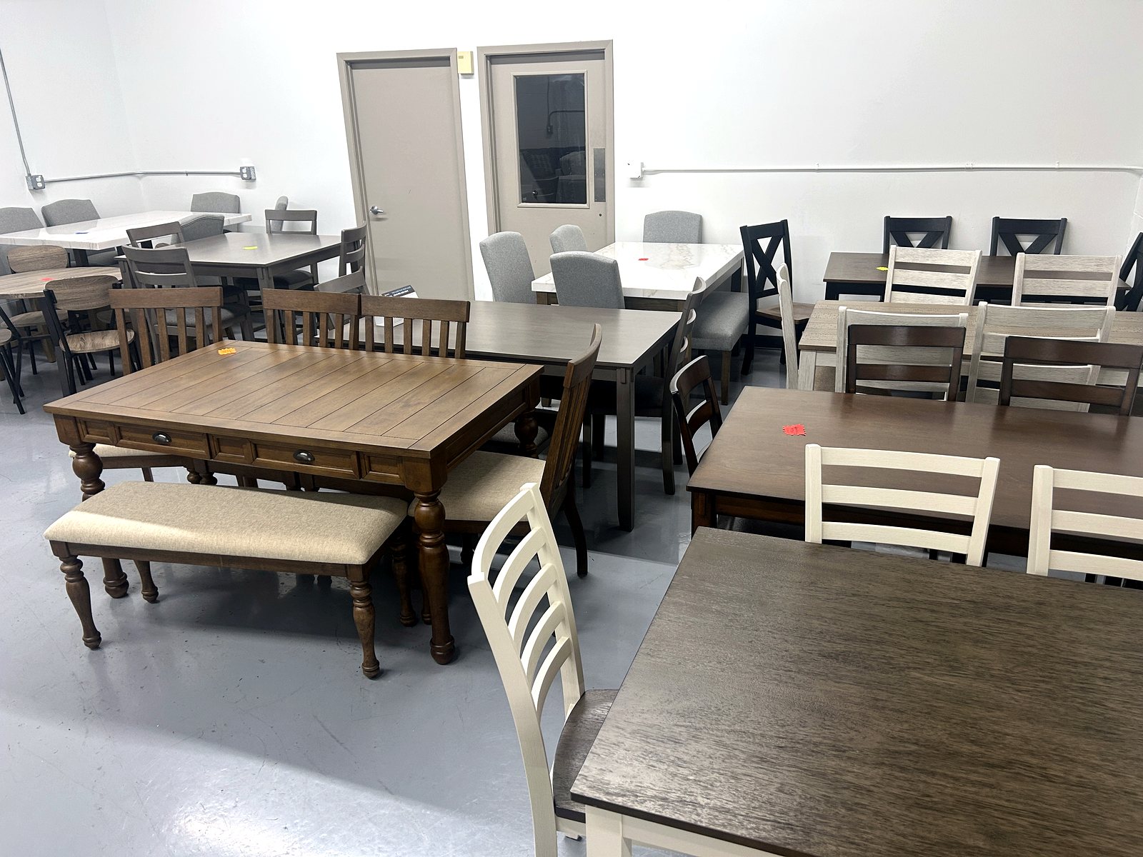 Dining tables and chairs in the dining section